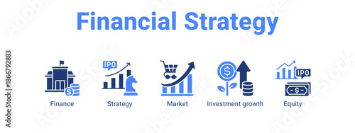 Financial Strategy web banner icon vector illustration concept for  with icon of Finance, Strategy, Market.