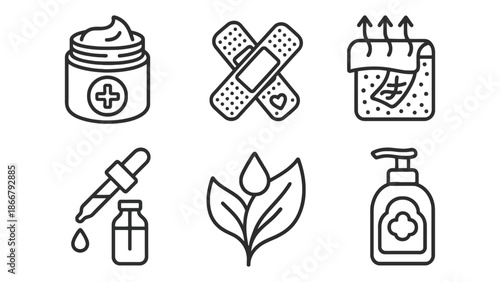 A collection of medical and health care icons.