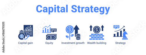 Capital Strategy web banner icon vector illustration concept for  with icon of Capital gain, Equity, Investment growth.