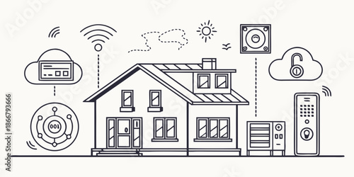 Smart Home Automation Concept with Integrated IoT Devices for Modern Living. Connecting Technology, Security, and Convenience for a Futuristic House System