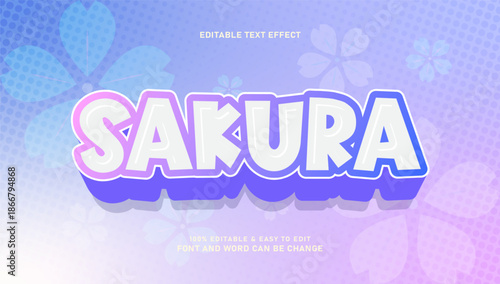 Sakura Pink and Purple 3D Editable Text Effect Font Style