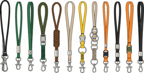 Collection of Colorful Lanyard Designs and Key Straps with Metal Clasps and Hooks for Identification Badges Office Security and Accessories