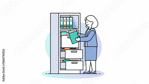 Woman Operating Refrigerator In Kitchen Looking At Groceries.