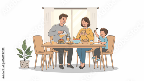 Family dining together indoors at a table.