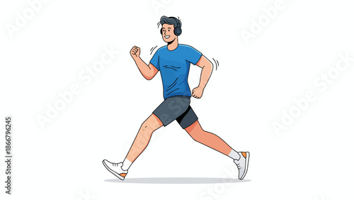 Energetic Male Runner in Action Pose.