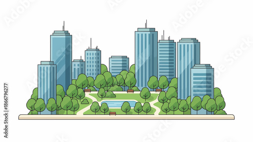 City Skyline Of Modern Urban Landscape.