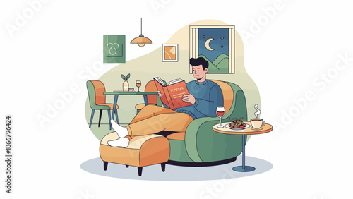 Man Relaxing With Dog On Couch In Living Room.