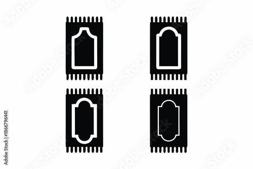 set of Prayer mat icon  silhouette vector illustration isolated on white background
