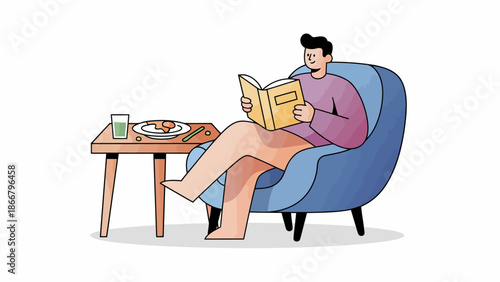 Person Reading a Book in a Comfortable Armchair.