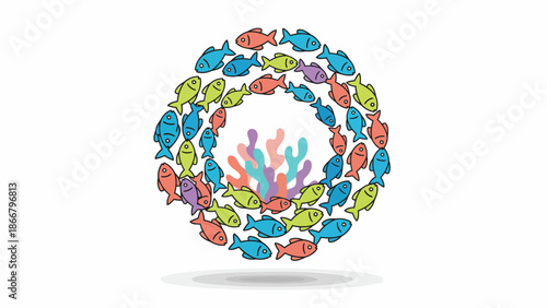 Colorful Hand Circle Embracing Central Small Hand.