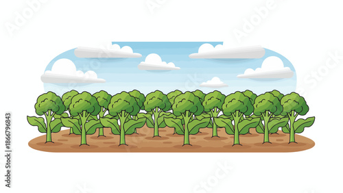A serene landscape of trees in a field on a sunny day vector illustration