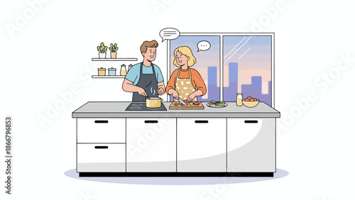 Serene tropical landscape with rice fields and hut vector illustration