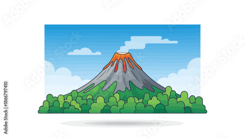 Volcano Eruption Captured as Central Subject.