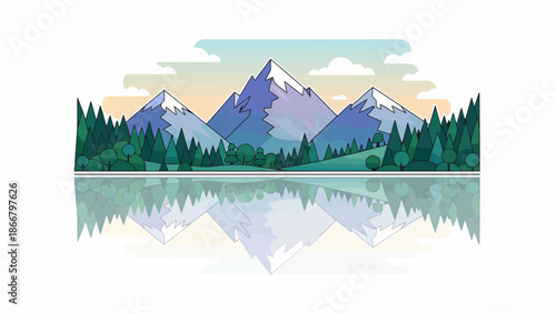 Majestic Mountain Lake Landscape With Reflections.