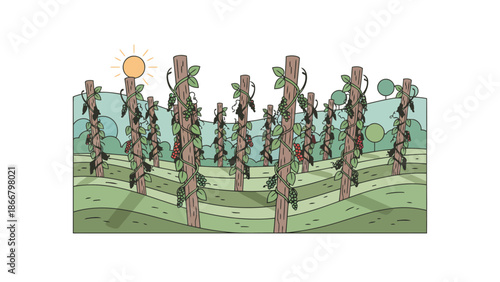 Row of soldiers marching in a sunny field.