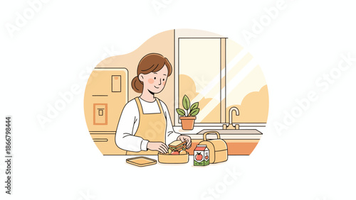 Woman Baker Preparing Food in Kitchen During Cooking.