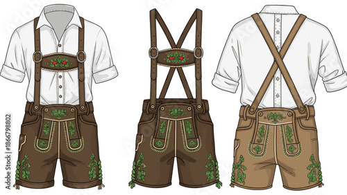 Traditional german lederhosen with shirt
