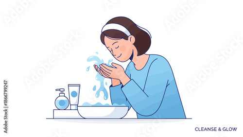 Woman Handwashing at Sink with Soap and Water.
