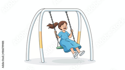 Young Girl Swinging on a Swing Seat in Playful Outdoor Moment.