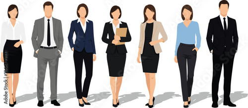 Group of Professional Business Men and Women in Formal Corporate Attire Standing Together Representing Teamwork Leadership Diversity and Career Success