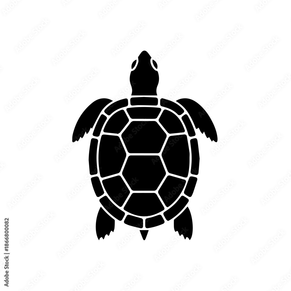 Obraz premium Cute black turtle vector silhouette playing with a soccer ball in a fun cartoon style