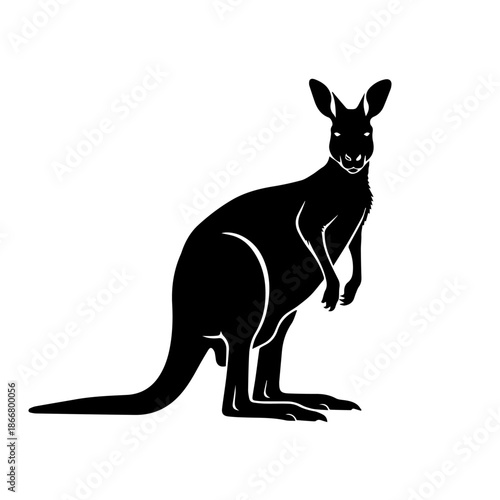 Cute cartoon kangaroo with its baby in a simple vector illustration style