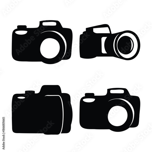 Camera icon collection, various angles and styles for media Vector