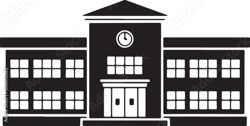 School building with clock tower and numerous windows academic institution vector