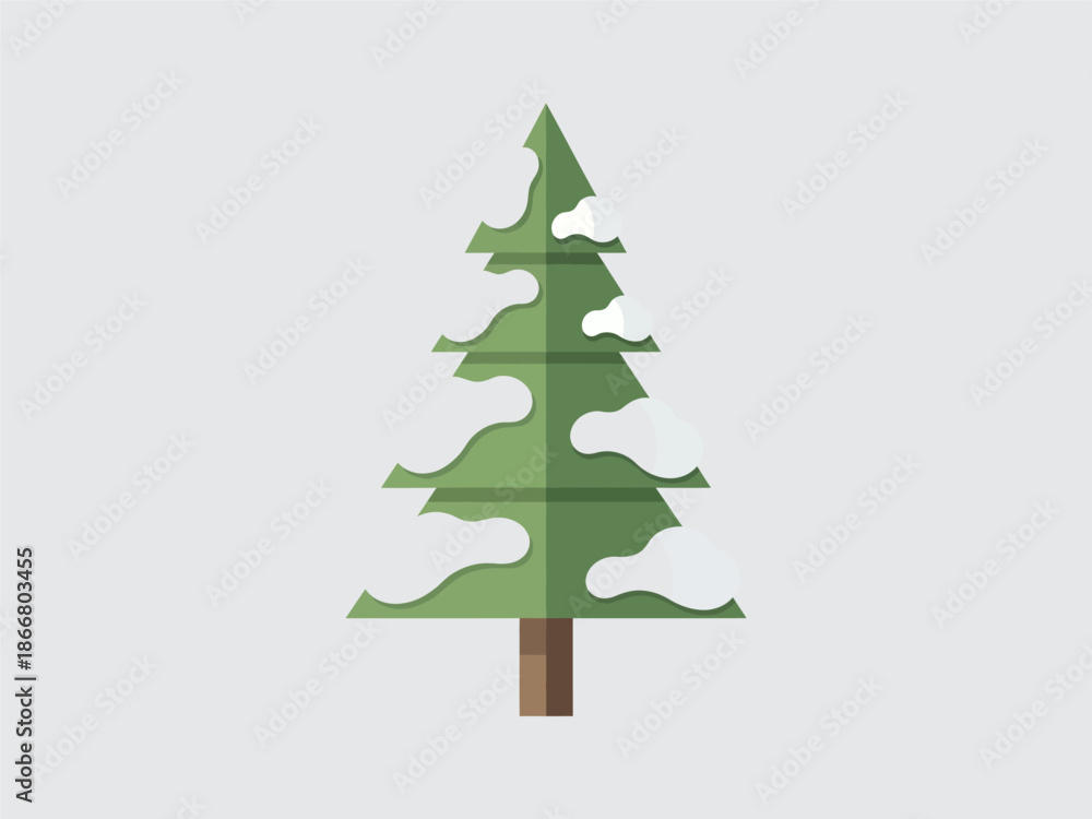 Obraz premium Green Paper Cutout of a Fir Tree.