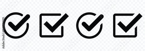 Check mark icon set. tick mark icon. check box icon with correct sign. approval symbol. check box icon with right or correct buttons and yes checkmark tick box icons - checkbox symbol sign. eps 10