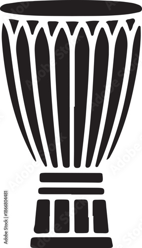 Djembe drum african percussion instrument icon silhouette isolated on transparent background art