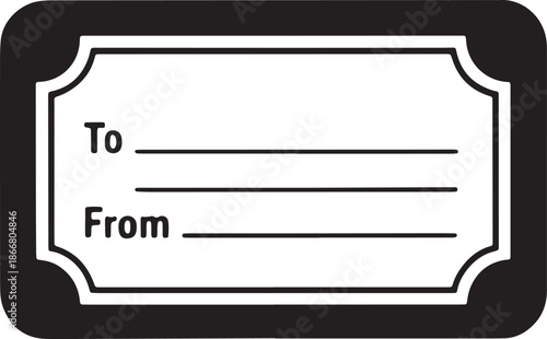 Shipping label with lines for writing to and from addresses for parcel delivery and gift tags