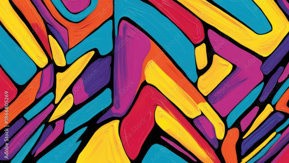 Fototapeta premium Vibrant Abstract Painting with Bold Brushstrokes and Dynamic Color Palette