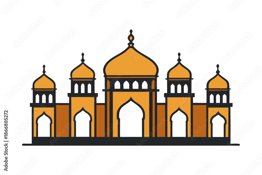 Obraz premium Mosque interior vector illustration isolated on white background