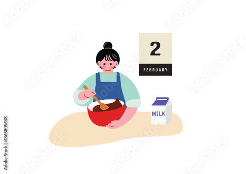 バレンタインチョコを作る女の子