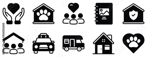 Family life icon solid mix style illustrating home relationship parenting and daily activities concept for lifestyle education and community design projects.