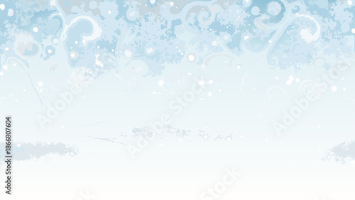 Abstract winter background with swirling snowflakes and a light blue palette