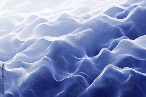 Abstract Blue Waveform Pattern on White Background
