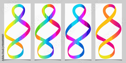 Four colorful infinity symbols displayed on a white background a vibrant pattern