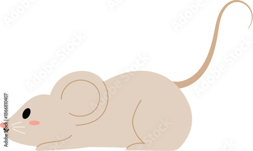 happy mouse character crawling illustration