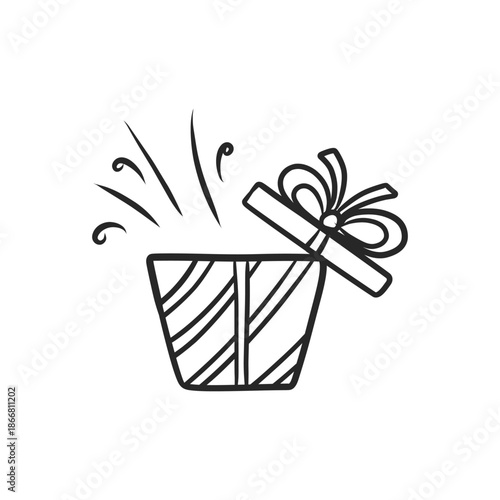Open gift box doodle hand drawn
