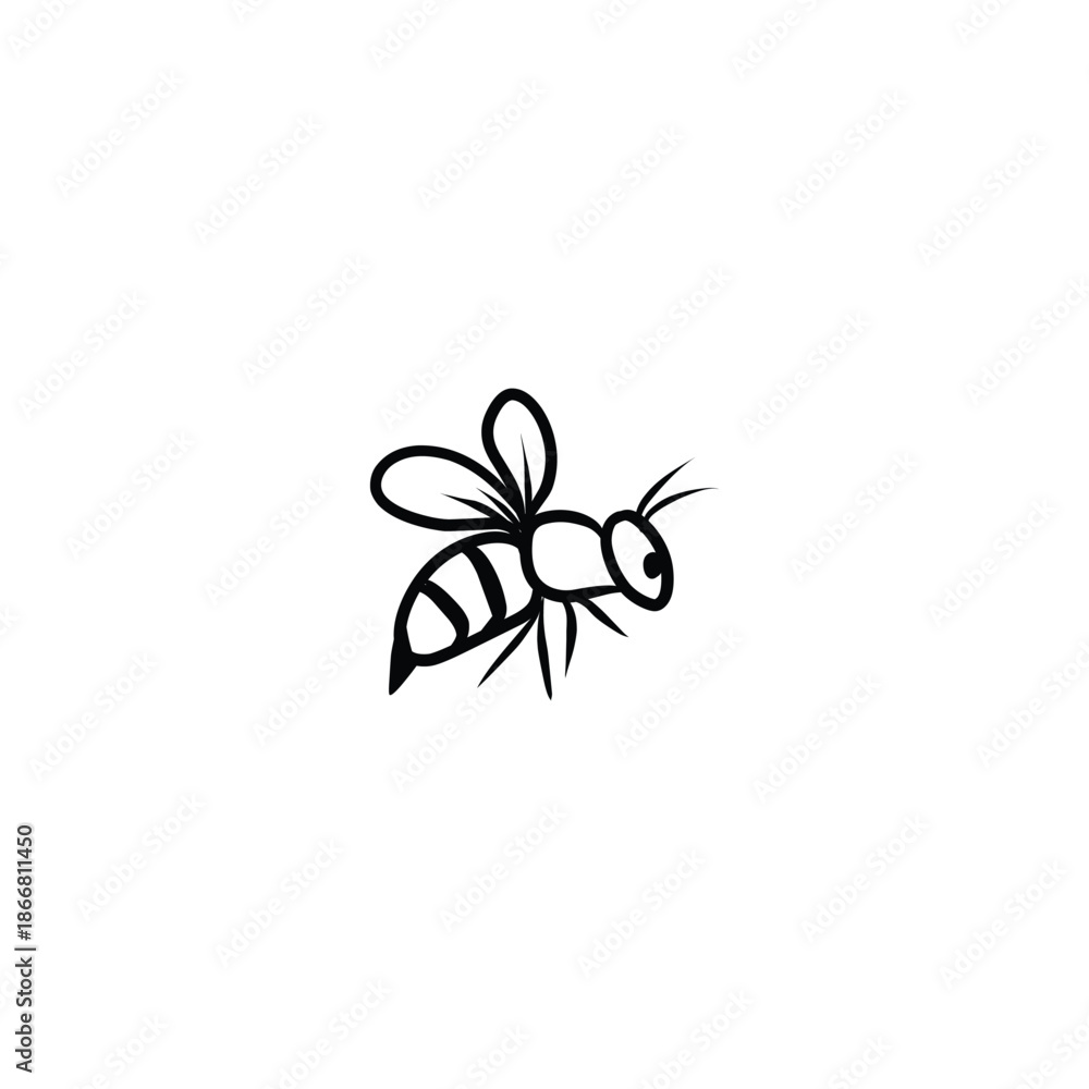Fototapeta premium Small garden bee doodle illustration