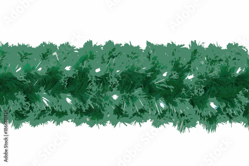 A long strand of vibrant green tinsel perfect for holiday decorations