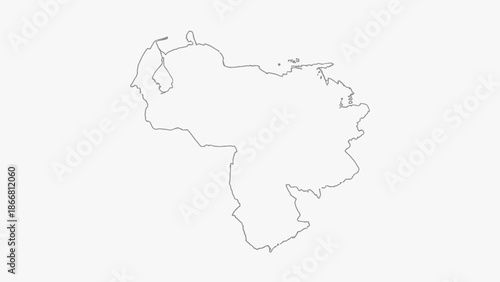 Outline map of Venezuela showing national borders and coastlines on an isolated white background.