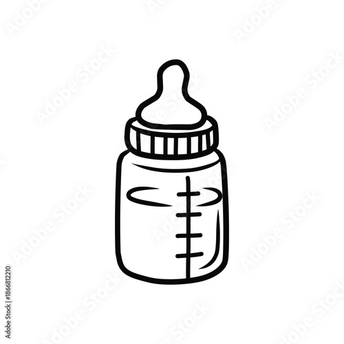 Baby milk bottle doodle illustration
