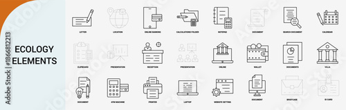 ecology elements and green business icons, sustainable environment vector set