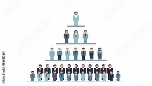 Business organization chart showing hierarchy of people in a company structure.