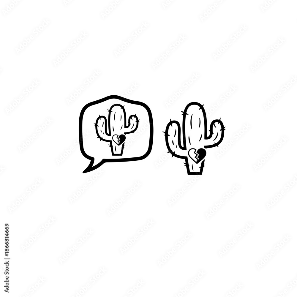 Obraz premium Emotional Cactus Doodle