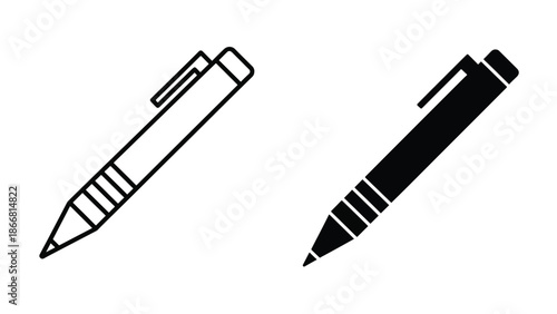 Two writing instruments - SVG and PNG icons - Vector Icons and Stickers - PNG, SVG, EPS - Glyph and solid icon set - Icon vector - Flat Design Icon - line icon set