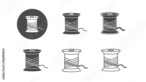 Collection of thread spools - SVG and PNG icons - Vector Icons and Stickers - PNG, SVG, EPS - Glyph and solid icon set - Icon vector - Flat Design Icon - line icon set
